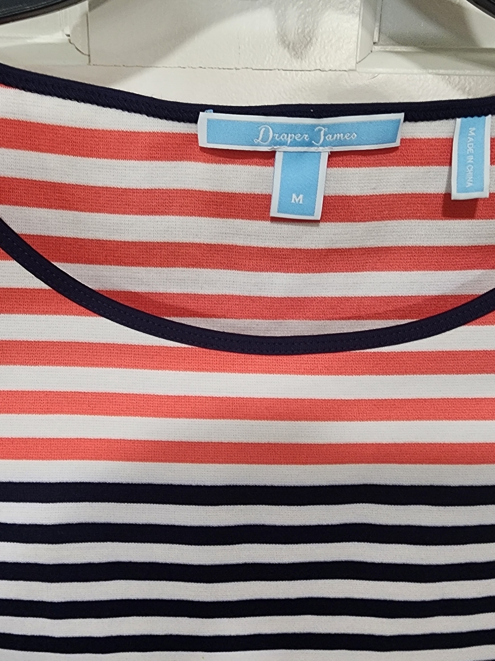 Draper James Navy & Pink Striped Fit-and-Flare A Line Dress - Picture 4 of 8